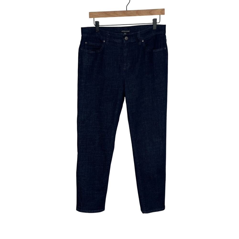 Eileen Fisher Denim Jeans Womens Small Blue Dark Wash Pockets Organic Cotton